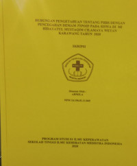 Hubungan Pengetahuan Tentang PHBS dengan Pencegahan Demam Typoid pada  Siswa di MI Hidayatul Mustaqim Cilamaya Wetan Karawang